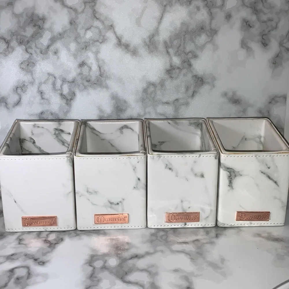4x Marble Faux Leather BH Cosmetics Angled Brush Holder - Marble